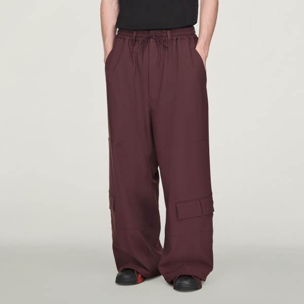Burgundy Y-3 Sport Uniform Straight Leg Pants