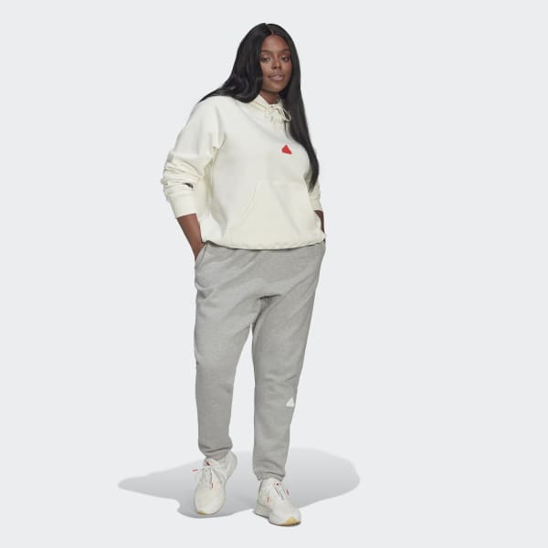 Branco Camisola com Capuz Oversize (Plus Size)