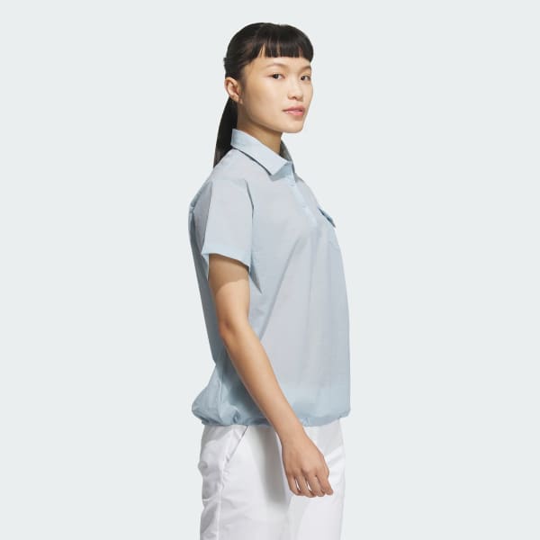 Blue Woven Polo Shirt Short Sleeve