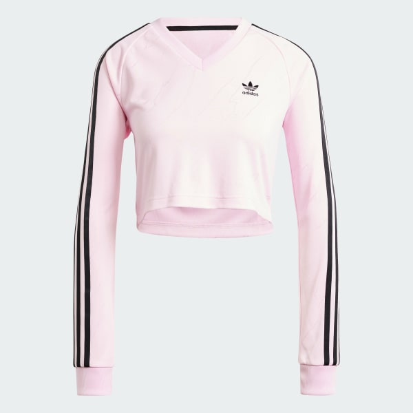 Rosa Camisa Cropped Manga Longa