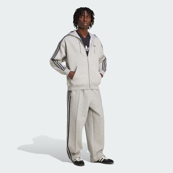Gris Sudadera con Gorro adidas Adicolor Oversize Cierre Frontal