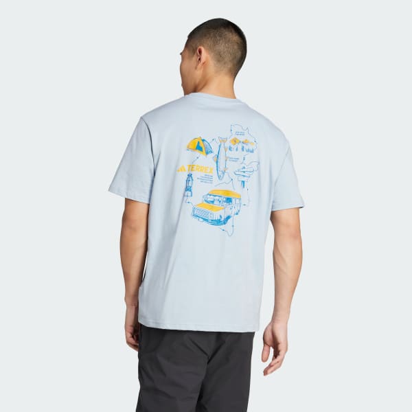 สีน้ำเงิน เสื้อยืดพิมพ์ลาย Polygiene