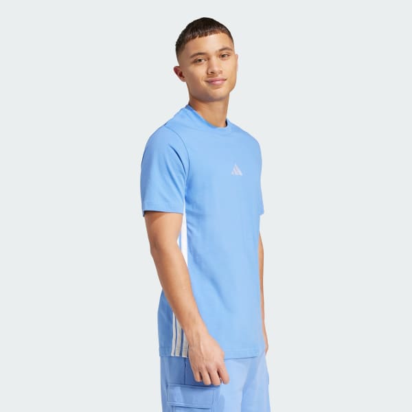 สีน้ำเงิน เสื้อยืดผ้าซิงเกิลเจอร์ซีย์ Essentials 3-Stripes