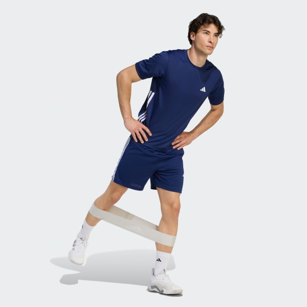 Blue WORKOUT ESSENTIALS BASE 3-STRIPES PIQUE SHORT 7inch