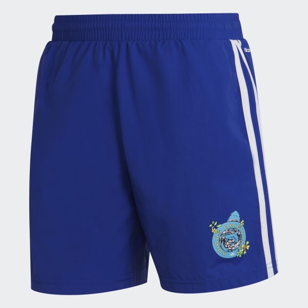 Blue Graphic Stoked Fish Swim Shorts