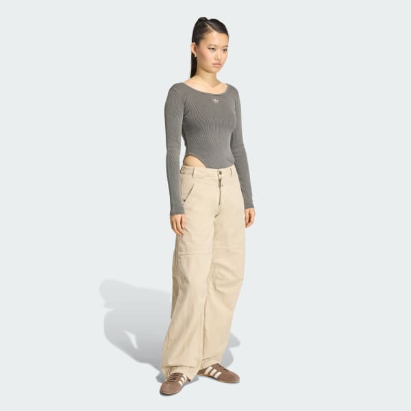 Noir BODY À MANCHES LONGUES ESSENTIALS RIB WASHED