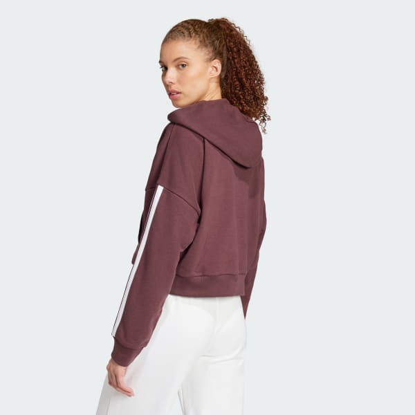 Bordeaux Felpa con cappuccio Essentials 3-Stripes French Terry Quarter-Zip