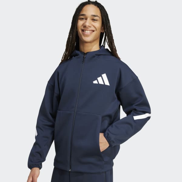 adidas Z.N.E. Full-Zip Hooded Track Jacket - Blue | Free Shipping
