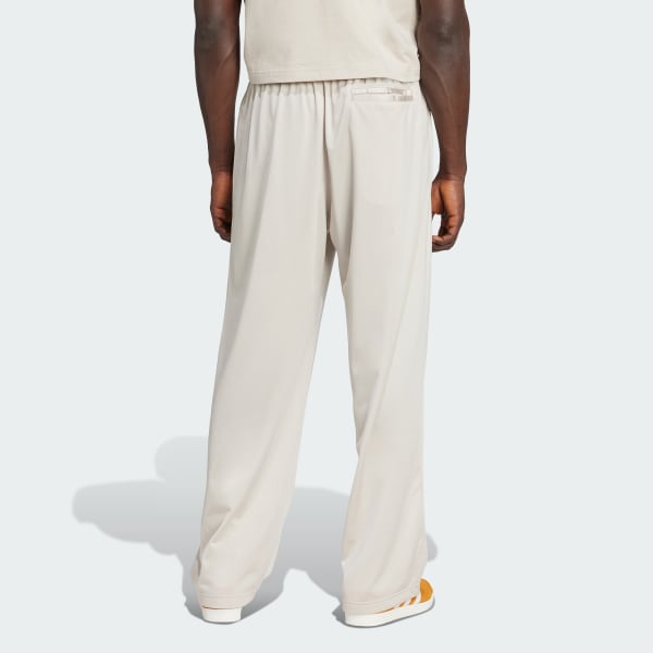 Beige Varsity Open Hem Loose Pants