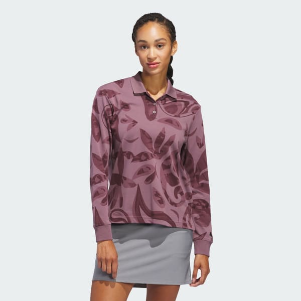 パープル 【ゴルフ】GO-TO ペイズリー柄 長袖ポロ