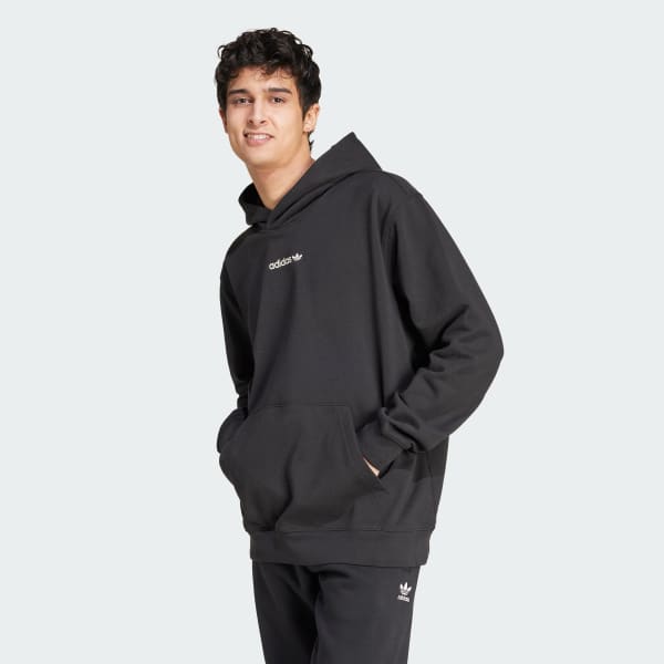 Negro Sudadera con Gorro Estampada