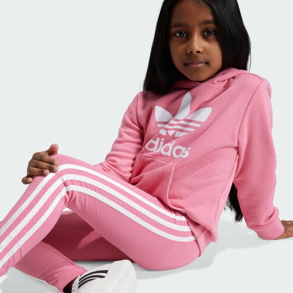 Rosado Conjunto Adicolor Polerón con Capucha y Calzas Niños