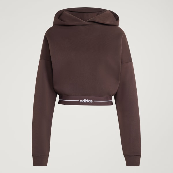 Marron Sudadera corta con capucha Hyperglam