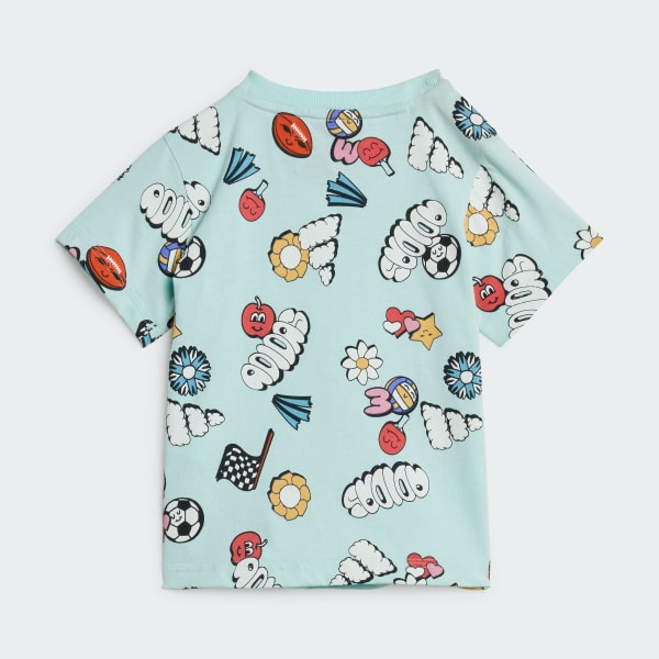 Turquoise Seasonal Essentials Fun Allover Print Set Kids