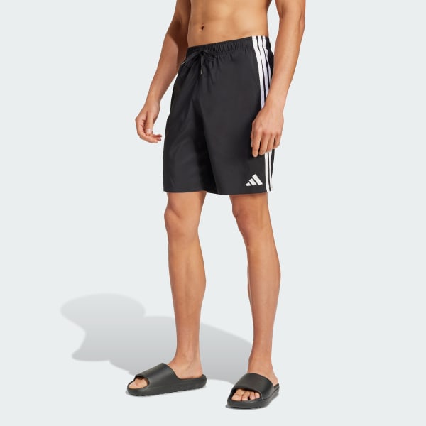 Black 3-Stripes Swim Shorts 8-Inch
