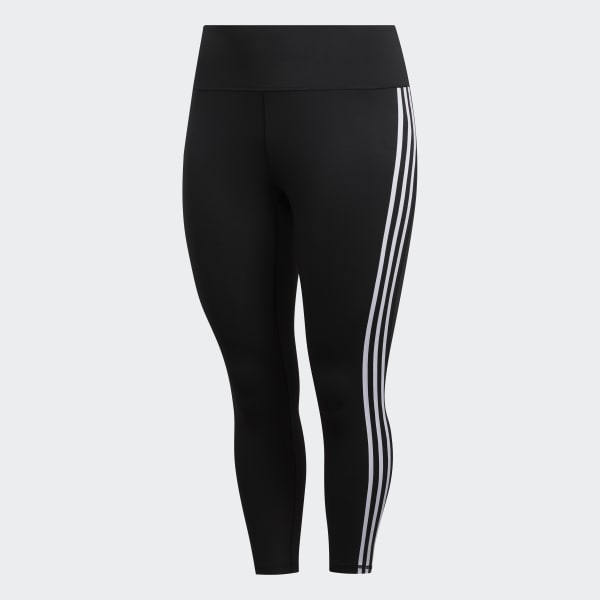 Black Believe This 3-Stripes 7/8 Tights (Plus Size) GLM83
