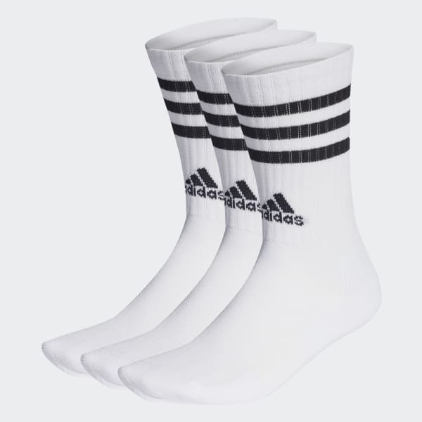 biela Ponožky 3-Stripes Cushioned Crew (3 páry)