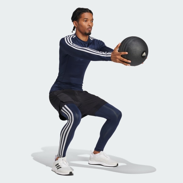 Blau TECHFIT Compression Training 3-Streifen Longsleeve