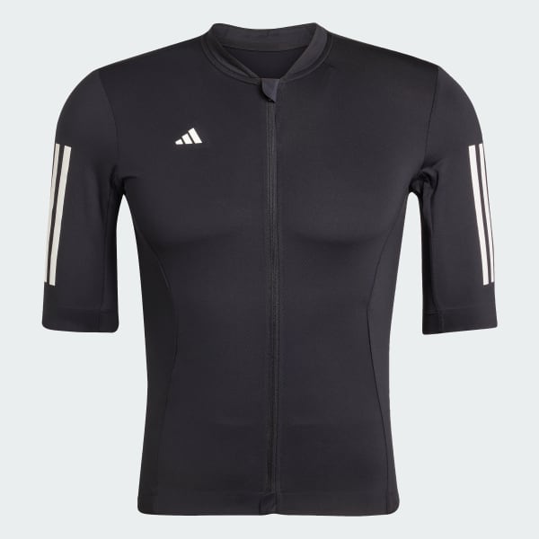 adidas Tempo 3-Stripes Cycling Jersey - Black | Free