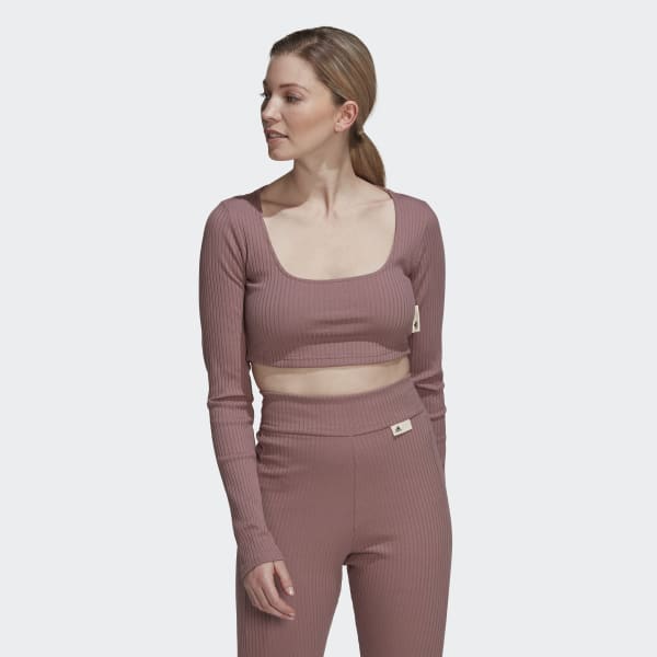 nachová Tričko Studio Lounge Ribbed Cropped Long Sleeve K8074