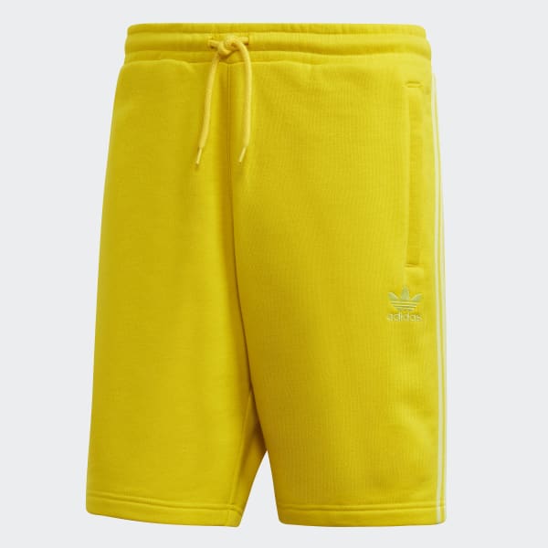 adidas yellow 3 stripe shorts