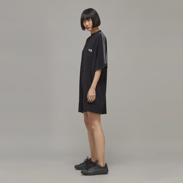 Schwarz Y-3 3-Streifen T-Shirt-Kleid
