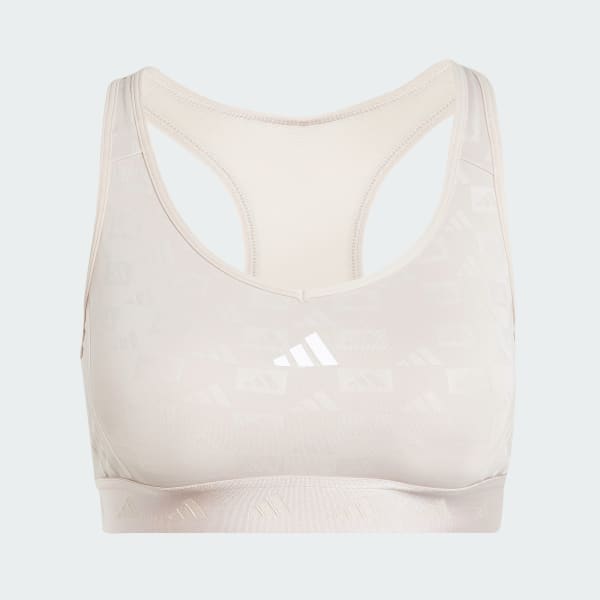 Beige PrimeLiftreact Training Medium Support Hyperglam Emboss Bra