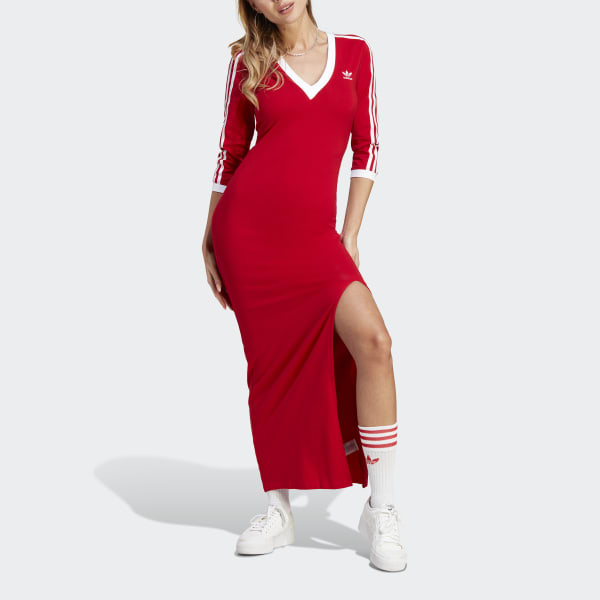adidas Adicolor Classics 3 Stripes Maxi Dress Red adidas Singapore