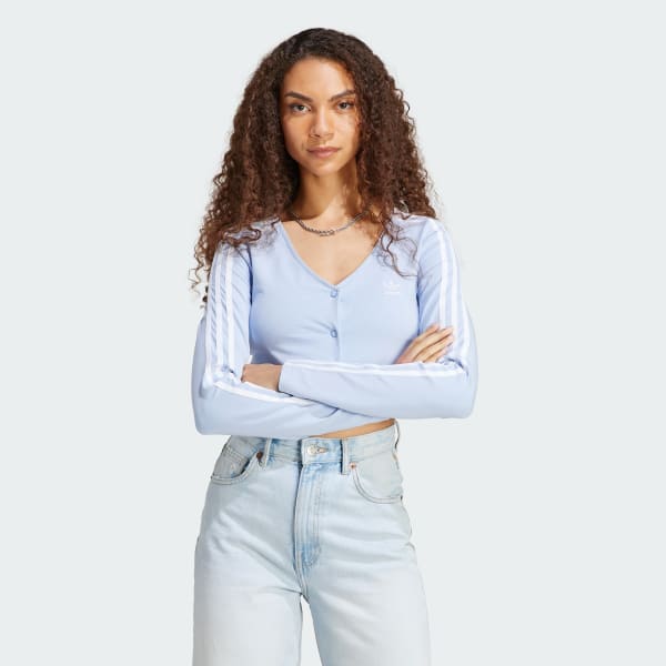 Bla Adicolor Classics 3-Stripes Button Long Sleeve Tee