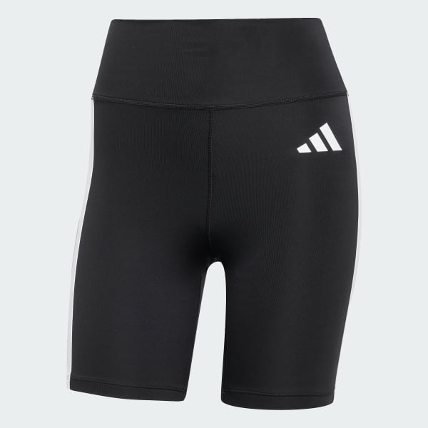 Black Optime Essentials 3-Stripes Short Leggings