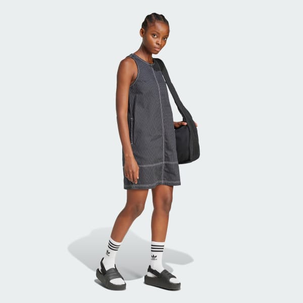 Gris Vestido peto Allover Print Midi