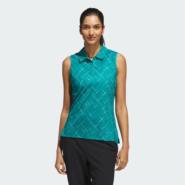 Green Ultimate365 Printed Sleeveless Polo Shirt