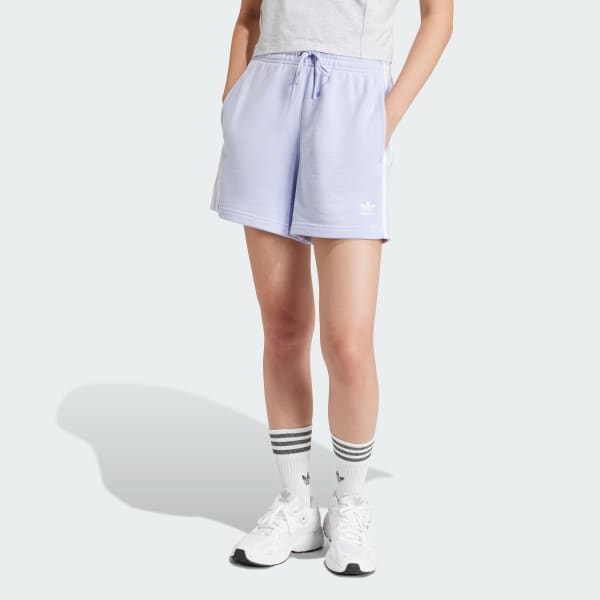 Roxo Shorts Moletinho Três Listras