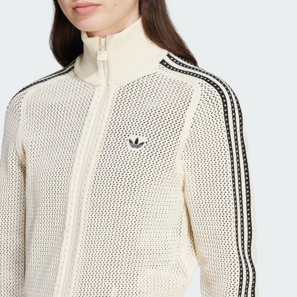 ★Adidas★Originals Premium Crochet Track Top★ adidas Women's Premium Crochet Track Top Wonder White - SS25