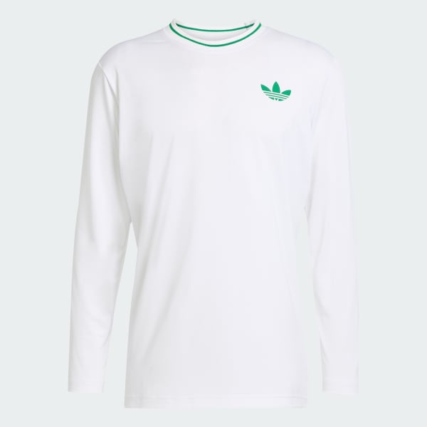 Putih Kaos Lengan Panjang Tenis Pro Climacool