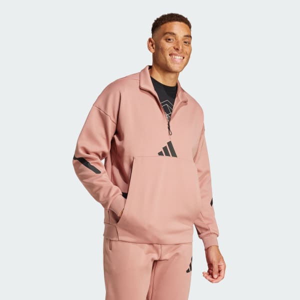 Roze adidas Z.N.E. Sweatshirt met Korte Rits