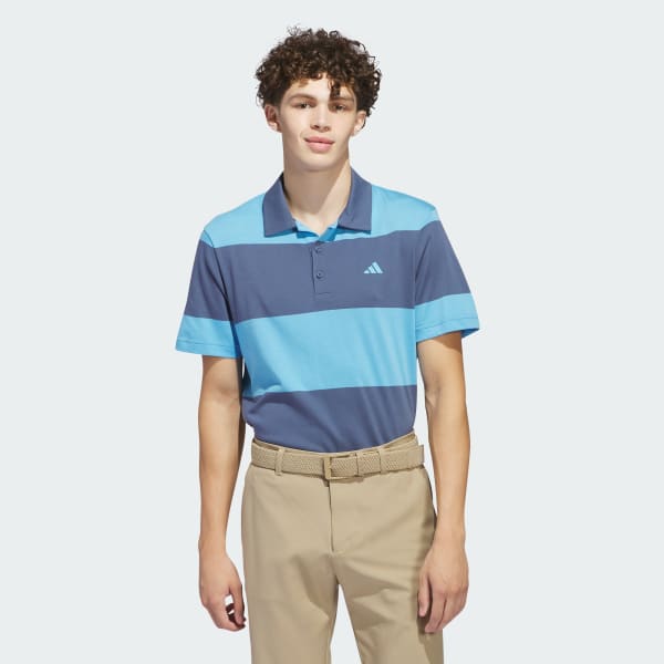 Blue Colorblock Rugby Stripe Polo Shirt