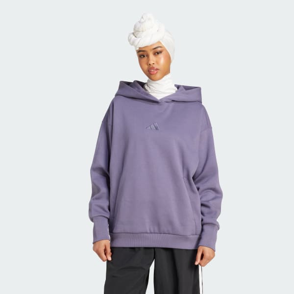 adidas ALL SZN Fleece Loose Hoodie - Purple | Free Shipping with