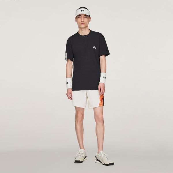 Schwarz Y-3 Tennis Pro FreeLift T-Shirt mit Reißverschluss
