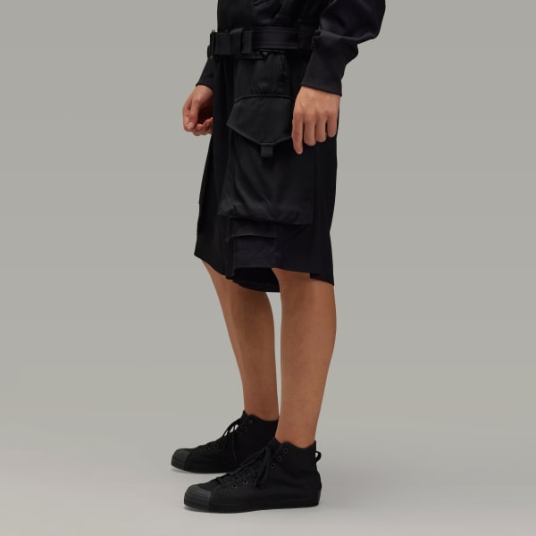 สีดำ กางเกงขาสั้นผ้าทวิลเรยอน Y-3