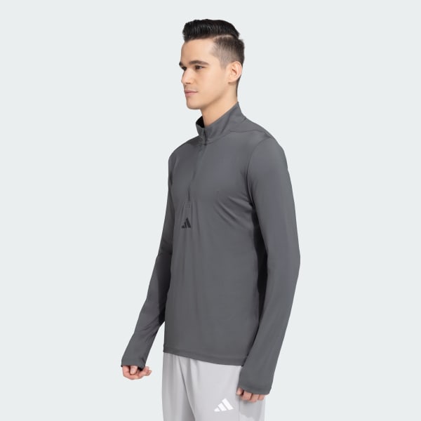 Grey WORKOUT+TRAINING 1/4-ZIP LONG SLEEVE TEE