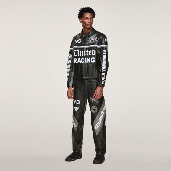 Black Y-3 NBHD Leather Racer Jacket