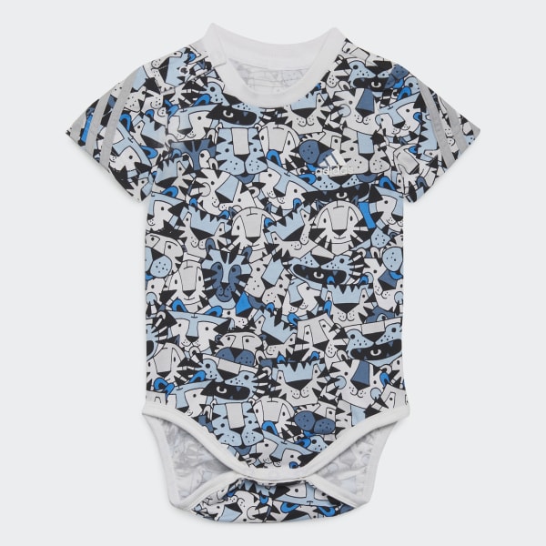 modrá Overal s bryndáčkem 3-Stripes Onesie with Bib