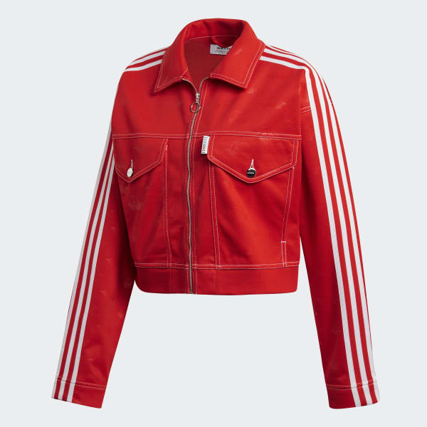 red leather adidas jacket