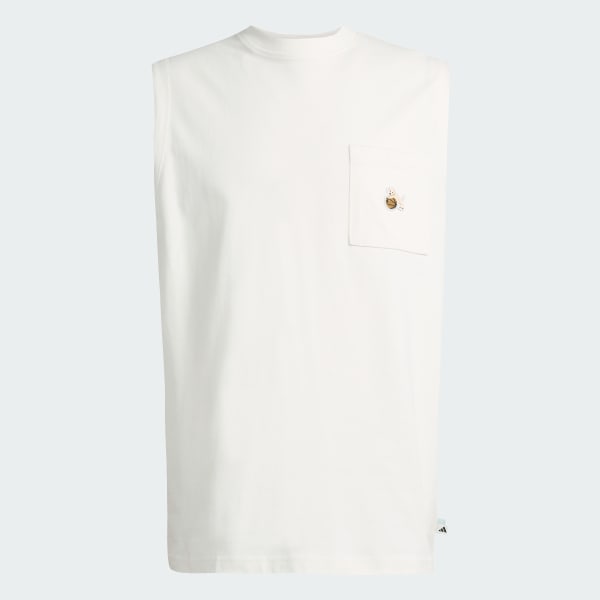 White Dog Hoop Patch Graphic Tank Top