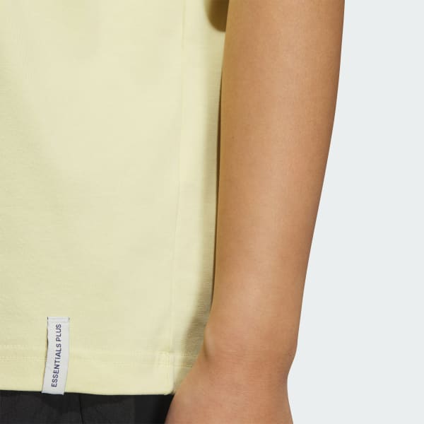 イエロー エッセンシャルズ プラス スリーストライプス 半袖Tシャツ