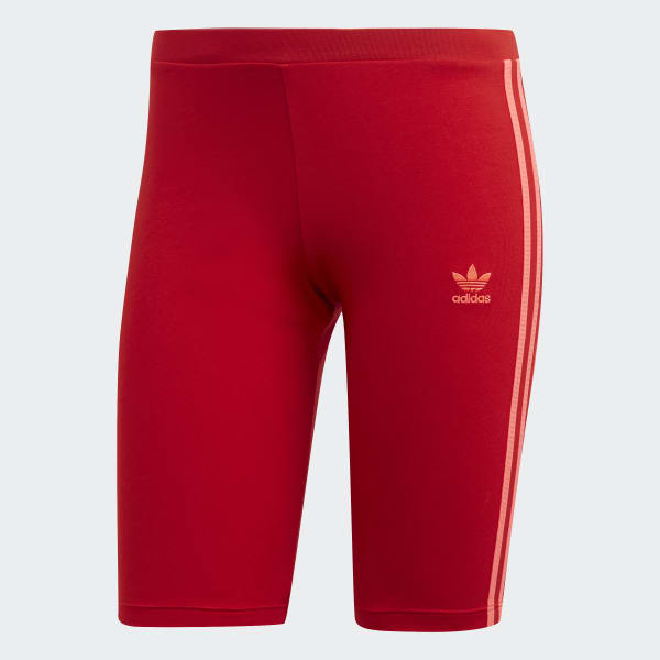 red and white adidas biker shorts