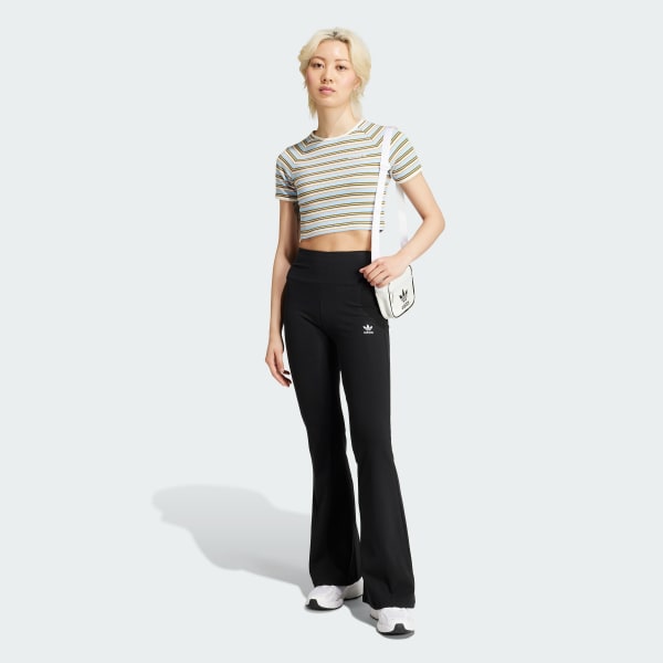 Black Essentials Rib Flared Leggings