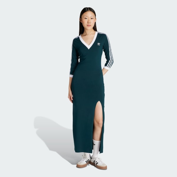 Groen Adicolor Classics 3-Stripes Maxi-jurk