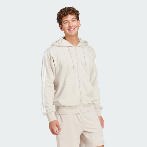Beige Casaca con capucha Essentials French Terry 3 bandas